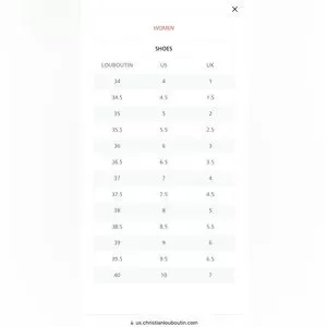 Louboutin Shoe Size Chart Christian Louboutin Shoes Christian